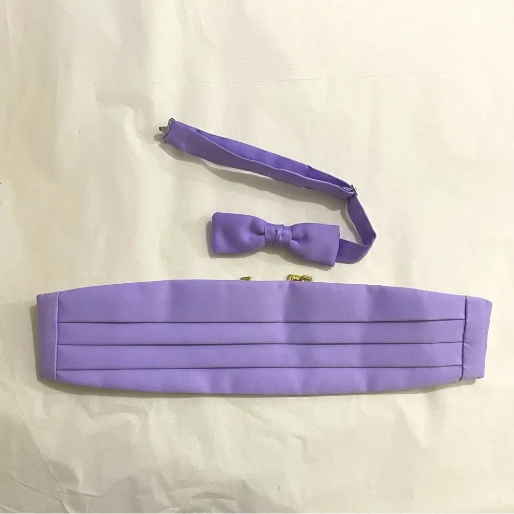 Lavender Purple Bow tie and matching Cummerbund -Vintage.
